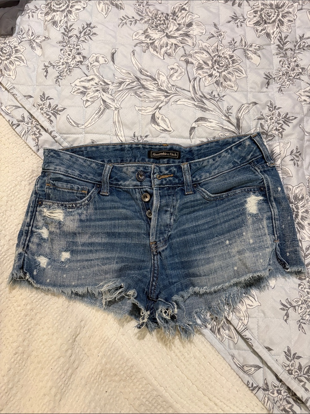 Abercrombie & Fitch Women's Distressed Blue Denim Jean Shorts